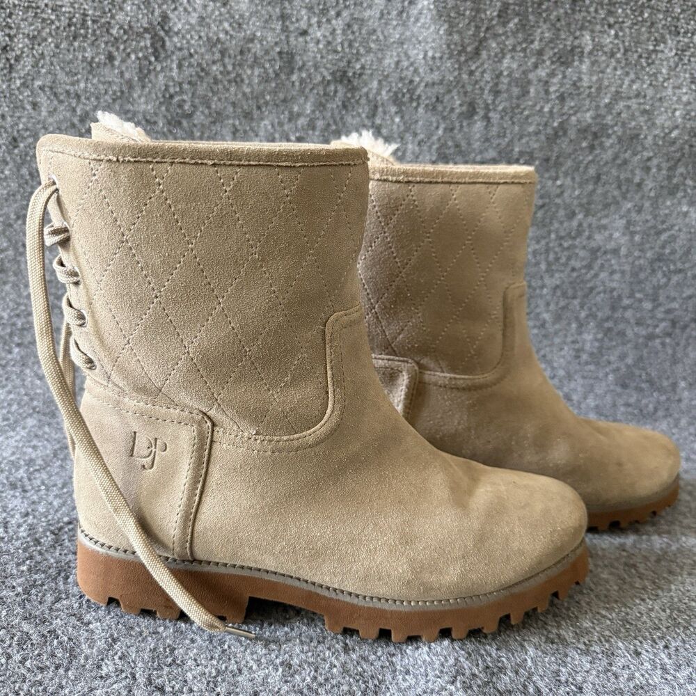Donald J Pliner RANI-OL Beige Quilted Leather Mid-Calf Boots Women’s 7.5